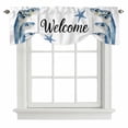 thumbnail image 2 of Ocean Blue Fish Tie Up Valances Curtain, Adjustable Kitchen Welcome Nautical Sea Watercolor Fish Starfish Valances for Windows Decor, Rod Pocket Short Curtains Set for Bedroom/Bathroom, 60"x18", 2 of 9