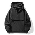 thumbnail image 3 of Daiosportswear Men's Lightweight Quarter Zip Pullover Casual Windbreaker Sweatshirt Hoodies for Running Golf Jackets with Pockets Black XS, 3 of 9