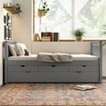 thumbnail image 4 of Harper & Bright Designs Twin Platform Bed with Trundle and Drawers, Solid Wood Daybed with Headboard and Footboard for Bedroom, Gray, 4 of 7