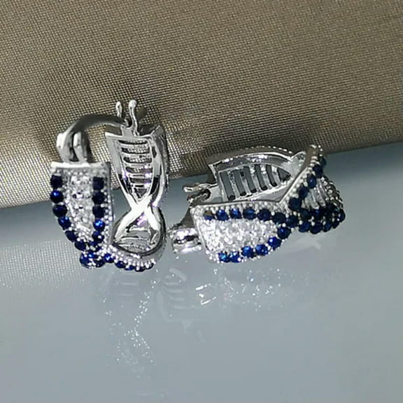 K-KED Women Luxury Cubic Zirconia Hoop Earrings 925 Silver Anniversary Jewelry-Silver