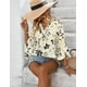 thumbnail image 2 of Blusa LOOKBOHO para mujer, manga 3/4, peplum, cuello en V, negra, talla M, 2 of 7