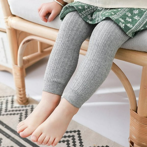 Ingzy Babie's Trousers Toddler Baby Knitted Ankle Leggings Footless Tight Pants for Baby Girls