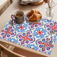 thumbnail image 3 of Boho Flower Placemats Set of 6, Blue Red Floral Abstract Lines Non-Slip Place Mats Washable Table Mats for Kitchen Dining Table Decorations Indoor/Outdoor, 3 of 9
