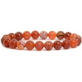 thumbnail image 1 of Red Crab Fire Agate Gemstone 8mm Round Beads Stretch Bracelet 7 Inch Unisex, 1 of 2