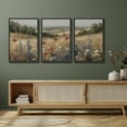 thumbnail image 3 of IDEA4WALL Framed Canvas Print Wall Art Set of 3 Rural Splendor Delicate Wildflowers in Meadow Wall Decor Pastel Colorful Floral Field Art Minimal Nordic Zen Artwork - Black 16"x24"x3, 3 of 5