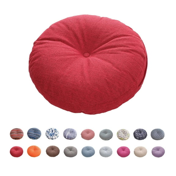 Linen Cushion Round Thick Futon Seat Cushion Comfort Meditation Pad Tatami Floor Pad Suitable For Indoor And Outdoor-diameter:40cm(16inch)-A