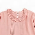 thumbnail image 5 of Girls Linen Long Sleeve Dresses Size 2-7 Toddlers Kids Cute Long Lantern-Sleeve Ruffle Crewneck Solid Color Pleated Pullover Babydoll Dress, 5 of 7