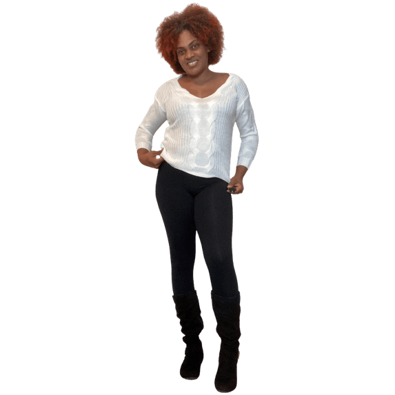 Trendy V Neck Basic White Sweater