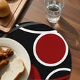 thumbnail image 3 of Black Red Round 15 Inch Placemats Set of 8, White Circle Geometric Abstract Texture HeatResistant Non Slip Place Mats for Dining Table, Wipeable Braided Kitchen Table Mats for Housewarming, 3 of 9