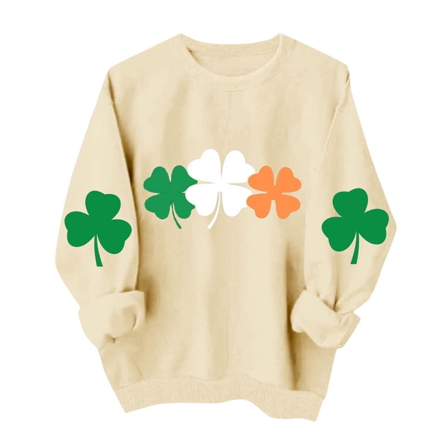 Tauxra Chandail de la Saint-Patrick pour Femmes à Manches Longues, Col Rond, Coupe Ample, Blouse Tunique Décontractée