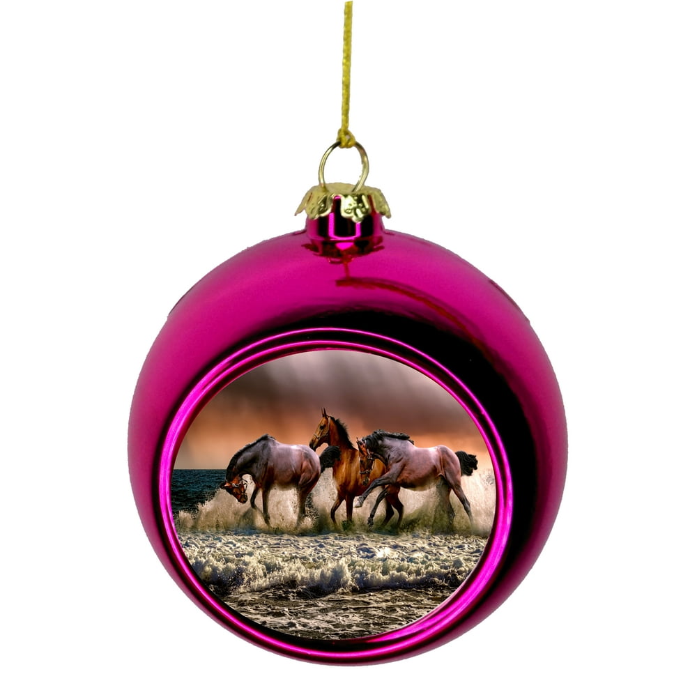 Horse Ornaments Christmas Horses in the Ocean Bauble Christmas