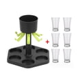 thumbnail image 3 of Juego de dispensador de vino de cristal hexagonal para fiestas y ferias con puntas y bandeja para copas de vino, medio, 3 of 5