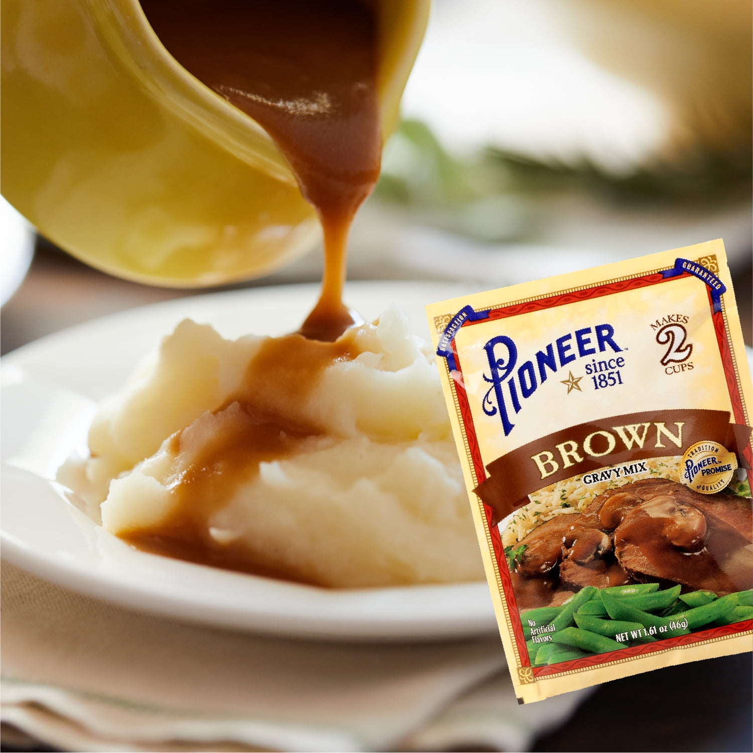 (12 pack) Pioneer Brown Gravy Mix, 1.61 oz – Makes 2 Cups of Rich, Savory Gravy – Just Add Water for a Quick, Delicious Meal Addition