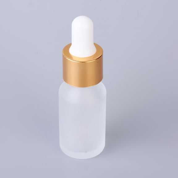10ml Frosted Glass Bottle with Long Thin Dropper golden 8x2.5cm Capacity: 10ml