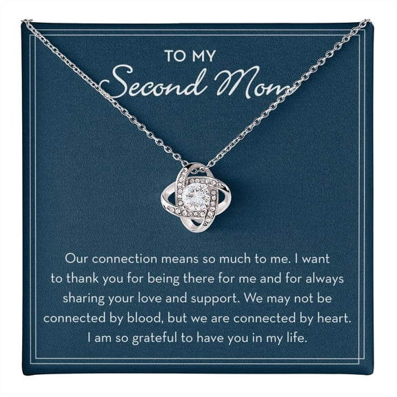 Second Mom Necklace Gift, White Love Knot Necklace
