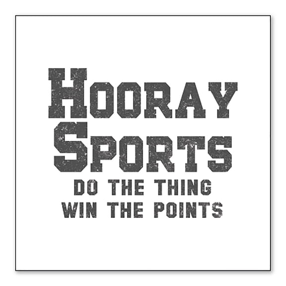 DistinctInk Custom Bumper Sticker - 4" x 4" Decorative Decal - White Background - Hooray Sports Do The Thing Win The Points