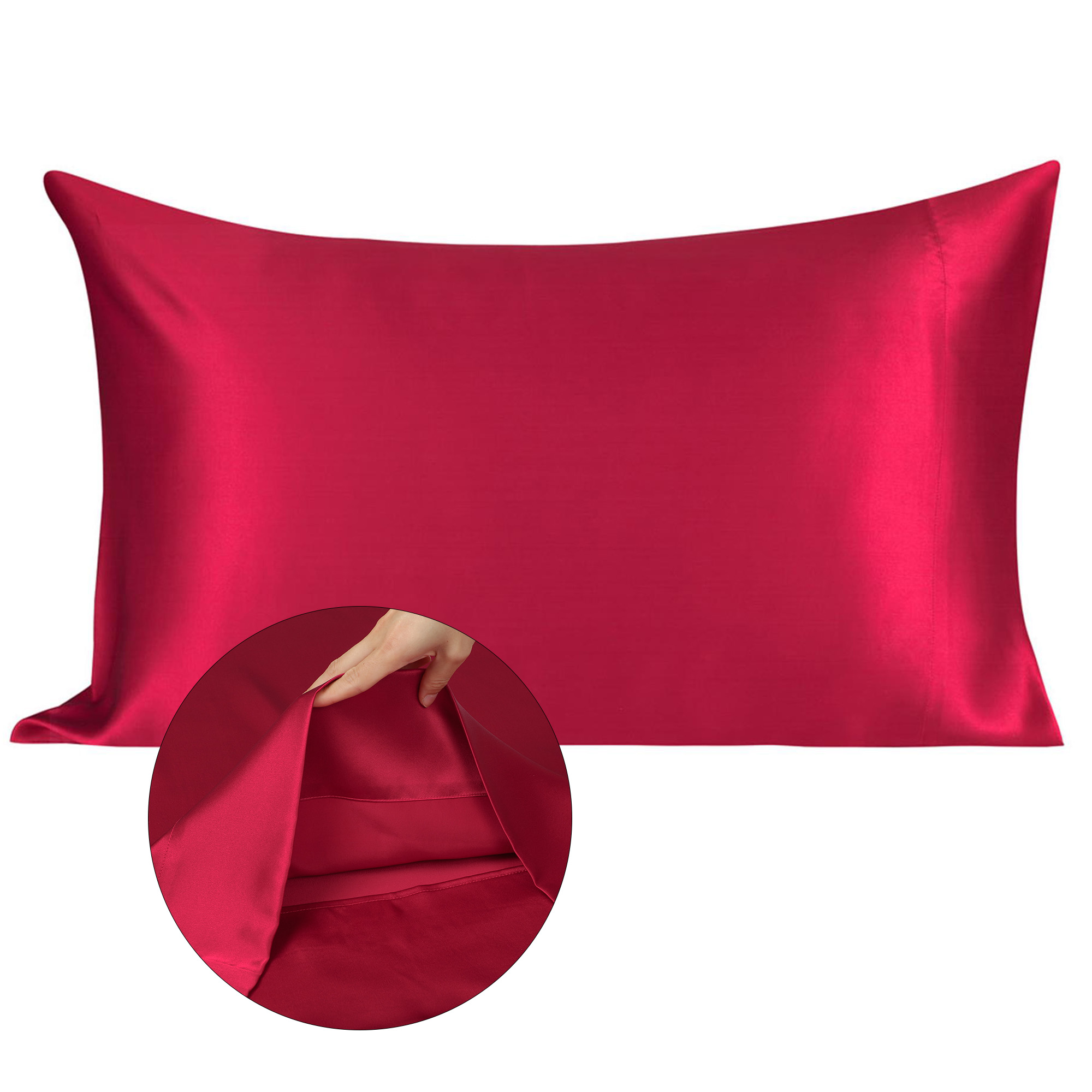 PiccoCasa Silk Envelope Closure Pillowcases for Hair and Skin, Burgundy