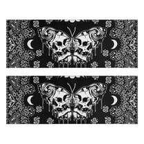 Kitchen Rugs Sets Of 2,Black Gothic Skull Butterfly Pattern Anti Fatigue Kitchen Mat Rugs Non Slip Washable,Decorative Kitchen Floor Mats for Kitchen,Sink,Laundry,17"X47"