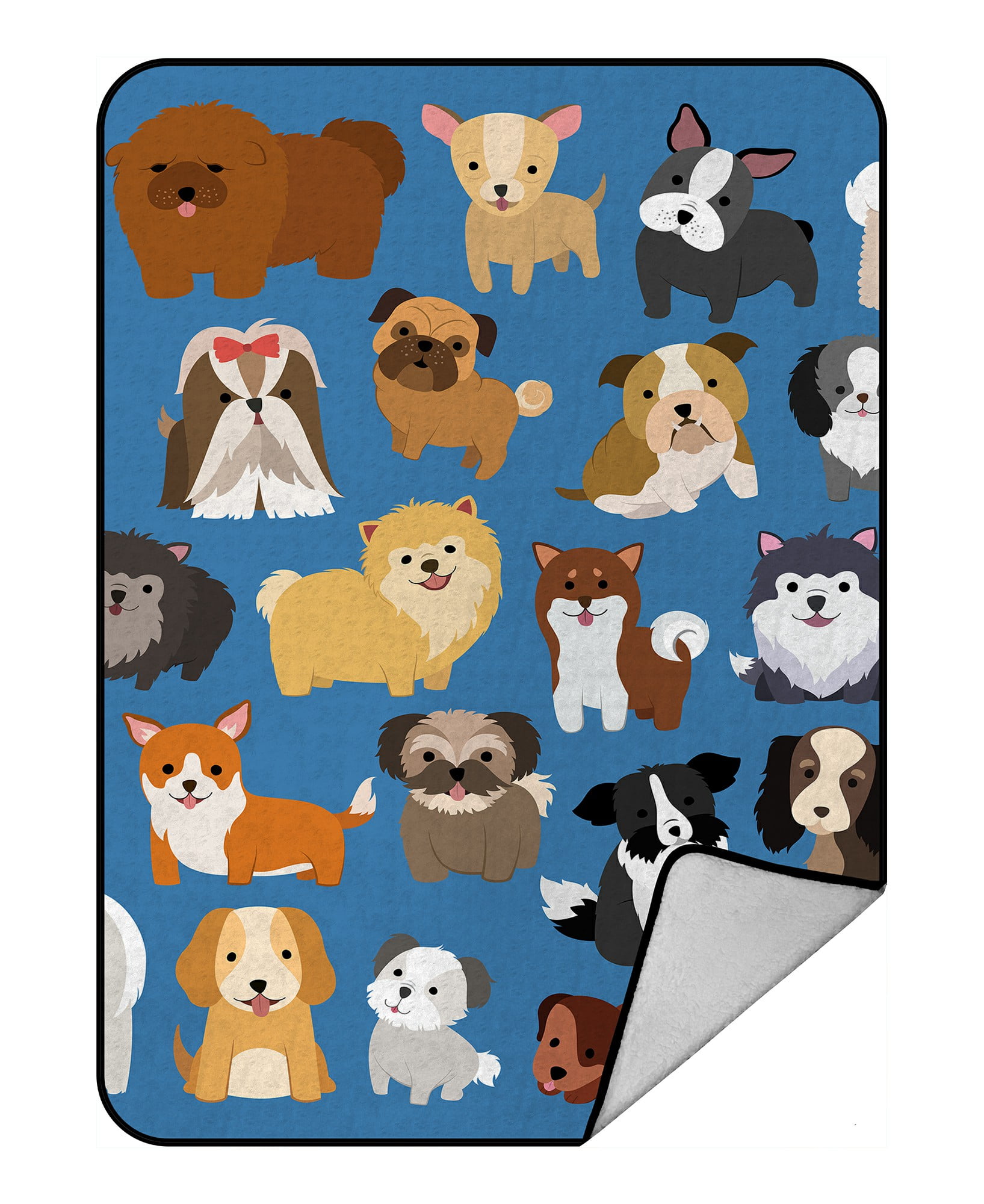 ECZJNT Cute Dog Puppy Set Throw Blanket Fleece Blankets Plush Blanket