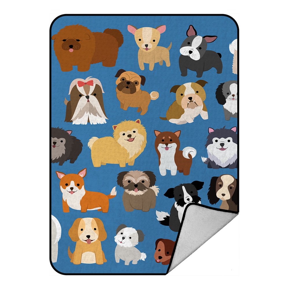 ECZJNT Cute Dog Puppy Set Throw Blanket Fleece Blankets Plush Blanket