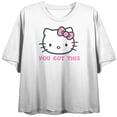 thumbnail image 4 of Hello Kitty You've Got This Crew Neck Short Sleeve Women's White Crop Top
-XS, 4 of 7