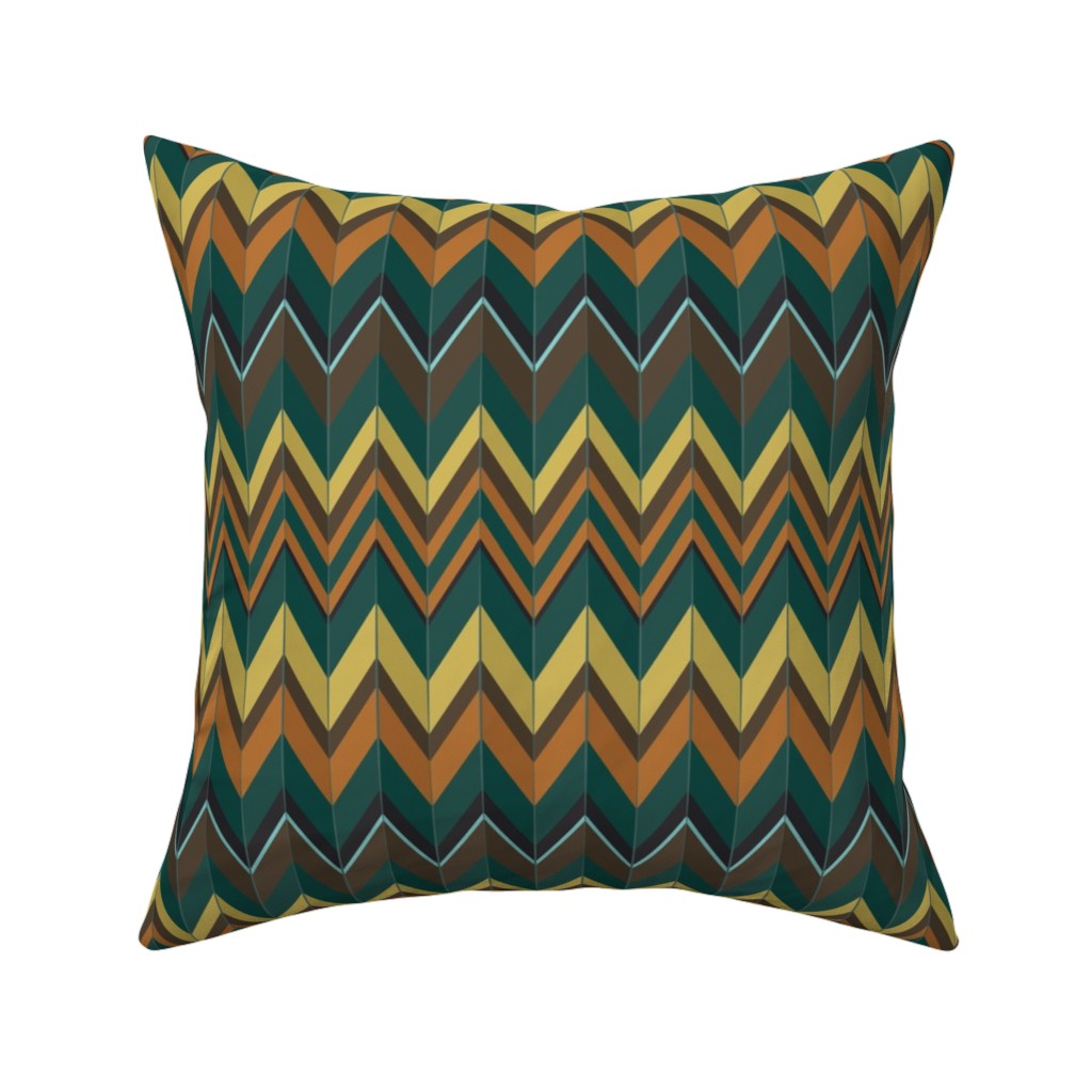 Earth Tone Chevron Muted Teal Throw Pillow Cover w Optional Insert by