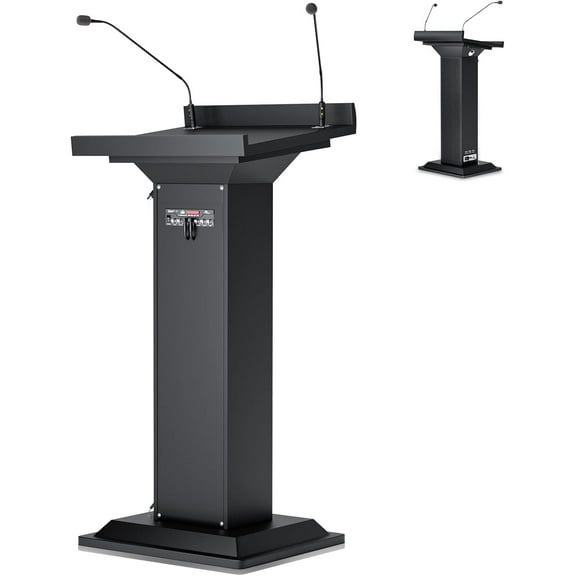 Vakiorn Church Pulpit with 2 Microphones 47 inch Spacious Reading Platform Podium Stand for Speeches Classroom