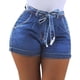 thumbnail image 4 of Pantalones cortos de mezclilla para mujer Pantalones vaqueros cortos ajustados Pantalones calientes de cintura alta Elástico lavado, Azul claro, XXXL Inevent AP1049-30B, 4 of 7