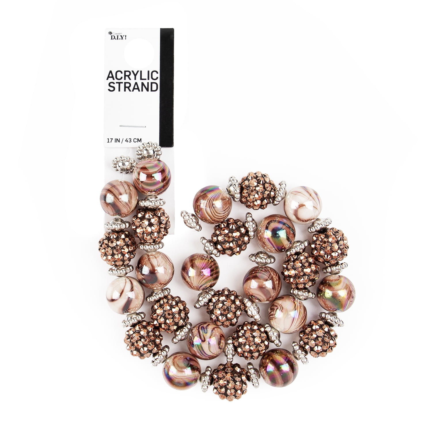 (2 pack) Cousin DIY Acrylic Brown Swirl Shambala Bead Strand, 17 in, 62 Piece, Unisex, AJM63518496