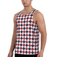 thumbnail image 2 of Honeii Blue And Red Diamond Pattern Men's Workout Tank Top Casual Sleeveless Gym Muscle Shirts Bodybuilding Tee-X-Large, 2 of 7