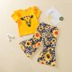 thumbnail image 4 of Ropa Para Bebé (Niño O Niña), Traje Para Niño Pequeño, Pantalones De Manga Corta Con Estampado De Vaca Y Girasol, Pantalones Amarillos De Dos Piezas Odeerbi LM103-11380, 4 of 9