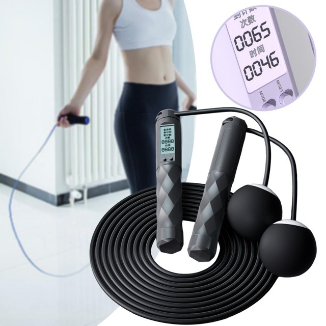 Colaxi Jump Rope Cordless Jumping Rope Skipping Rope, with Counter Digital Counting Jump Rope for Indoor Workout, Training, Children black