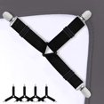 thumbnail image 1 of BRILLAR Juego de 4 clips para sábanas elásticos ajustables: mantenga en su lugar la ropa de cama, las fundas de los colchones, los cojines del sofá y los cojines del sillón, 1 of 5