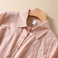 thumbnail image 4 of ZyeKqe Cotton Linen Shirts for Women 3/4 Sleeve Tops Collared V Neck Dressy Casual Blouses Embroidered Summer TopsM-XXL, 4 of 9