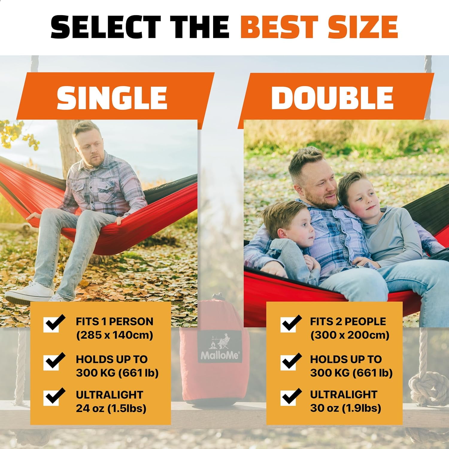 Camping Hammock for Adults & Kids - Portable Hammocks for Outside - Hamacas para Adultos Outdoor Single & Double Two 2 Person Hammock - Hamaca/Hamacs/Amacas Heavy Duty Tree Travel Hamock