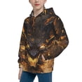 thumbnail image 2 of Uemuo Cool Black Gold Dragon Pattern Hooded Sweatshirt for Youth Pullover with Kangaroo Pocket Trendy youth sweatshirt Casual Hoodie for Boys and Girls-Medium, 2 of 6