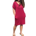 thumbnail image 2 of EIMELI T-Shirt d'Été Décontracté pour Femmes Robe à Col en V Manches Courtes Poches Mi-Longues, 2 of 6