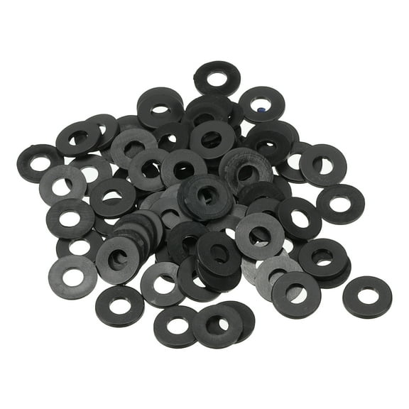 Uxcell M4 Nylon Flat Washer, 120 Pack 4mm ID 9mm OD Sealing Gasket Ring for Faucet Pipe Water Fastener Bolt, Black