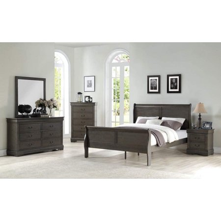 Contemporary Dark Gray Queen 6pcs Bedroom Set by Acme Louis Philippe 26790Q-6pcs