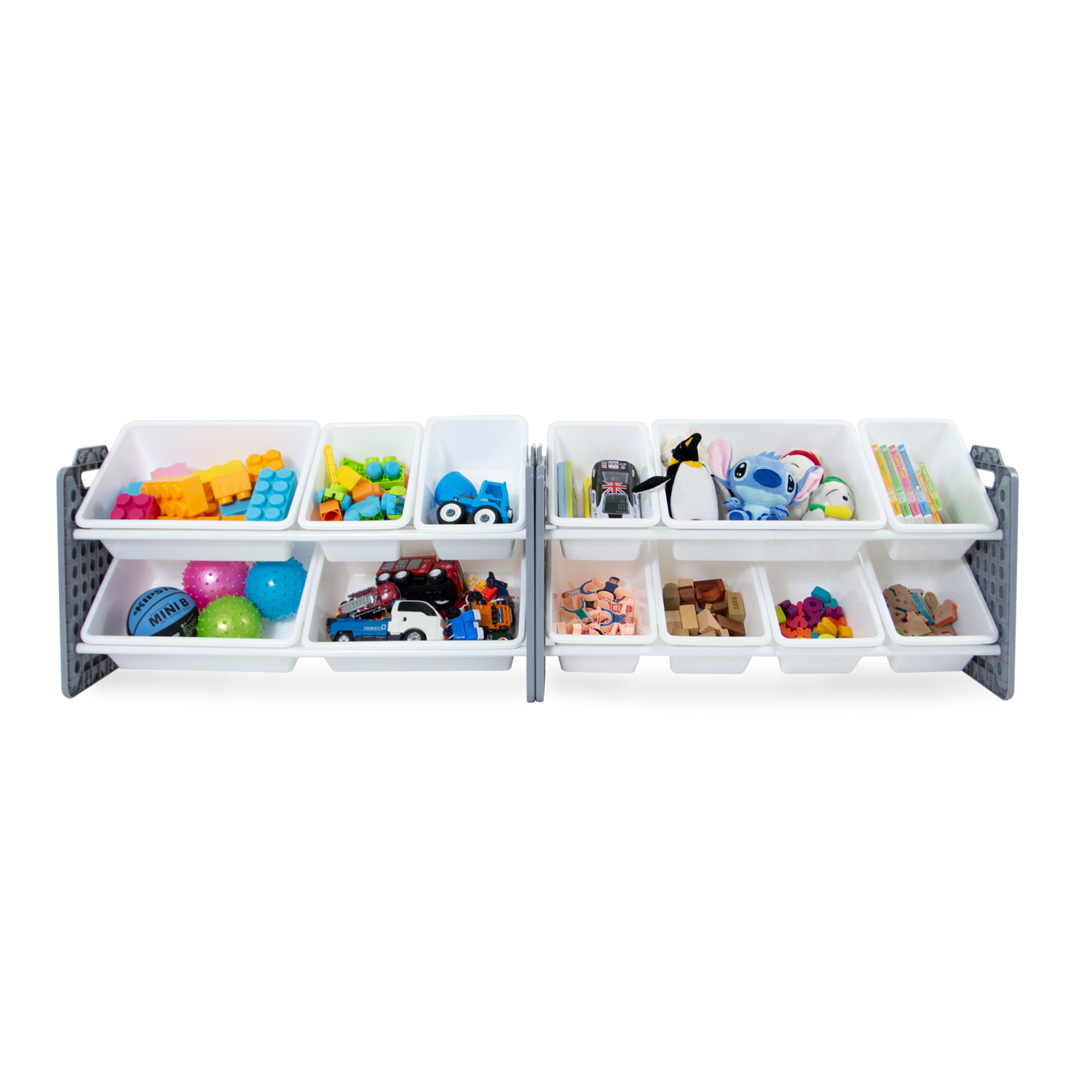 UNiPLAY Organizzatore Per Giocattoli Con 12 Contenitori Rimovibili, Grigio, 86x26,8x86,9 Cm