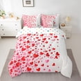 thumbnail image 2 of Castle Fairy Romantic Stripes Love Heart Twin Bedding Sets 7-Piece for Kids Teens Adults,Valentine's Day Festival Bedding Comforter Set Microfiber,Red White Breathable Sheet Sets, 2 of 8