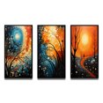 thumbnail image 2 of Designart "Tree Aerial Dance painting" Cottage Framed Wall Art Set Of 3 - Teal Trees Frame Gallery Wall Set For Home Decor, 2 of 7