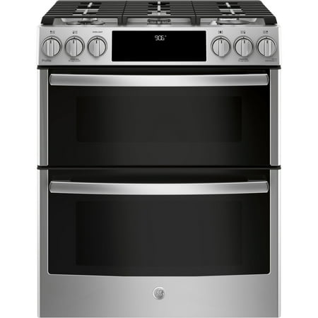 GE Profile Series 30" Slide-In Front Control Gas Double Oven Convection Ran - Stainless Steel