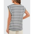 thumbnail image 5 of Cap Sleeve Striped Tops for Women Summer Top Basic Tee Shirts Casual Tank Loose Fit 2024 Fashion Shermie, 5 of 6