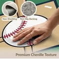 thumbnail image 6 of ODIKA 8'x10' Washable Area Rug Baseball Field Sport Design With Crossed Bats Ball And Stitched Seam Accents for Dining Room, Large Office, Lounge, Non-Slip Chair-Friendly Mat, 6 of 7