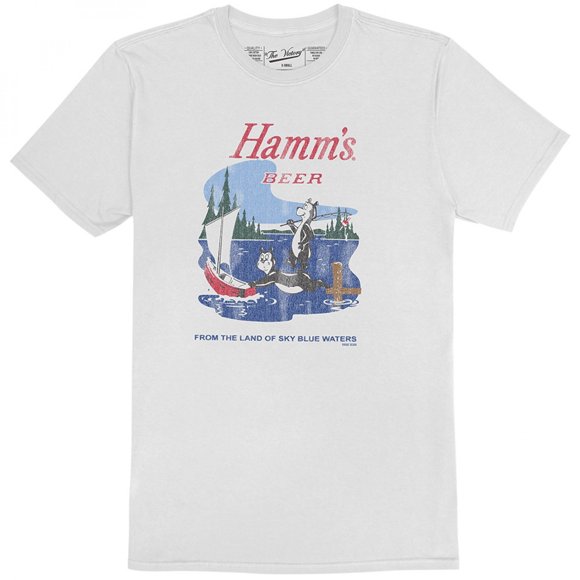 Hamm's Beer Bears at the Lake Retro Style T-Shirt-Large