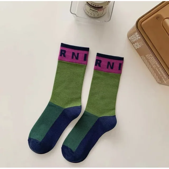 Alphabet Print Sports Fashion Socks New Colorblocking Socks Pure Cotton Comfortable Soft Thin Breathable Casual 06 One Size