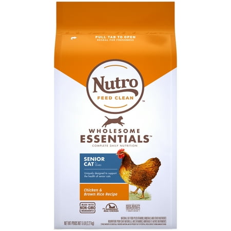 Nutro Wholesome Essentials Natural Dry Cat Food, Senior Cat Chicken and Brown Rice Recipe, 5 lb. (The Best Cat Food For Senior Cats)