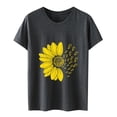 thumbnail image 4 of Women's T Shirts Short Sleeve Sunflower Butterfly Printed Shirt Round Neck Fashion Top Lightweight Soft Outfit Clothes Summer Casual T-shirt Tops, 4 of 5