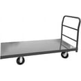 thumbnail image 3 of HPDAVV Steel Platform Truck / Smooth Deck Platform Truck Industrial Push Cart 48" L x 24" W Portable Dolly Large Flatbed with 6"x4" Wheels 2000lb Capacity, Gray, 3 of 5